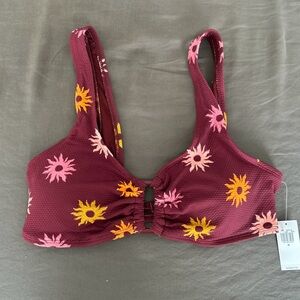 Old Navy Burgundy Floral Bikini Top